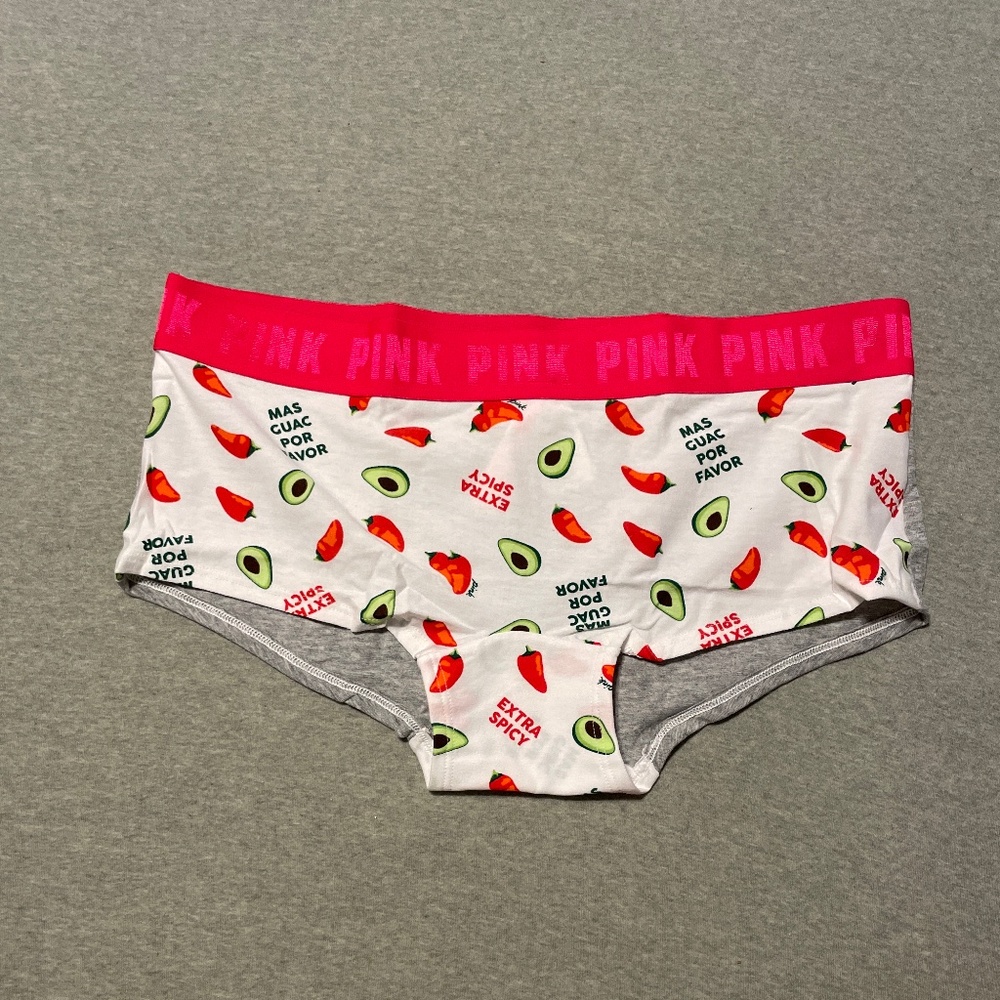 Victoria’s Secret PINK  Gray Avocado Guac Chili Pepper Boyshorts Panty Large L